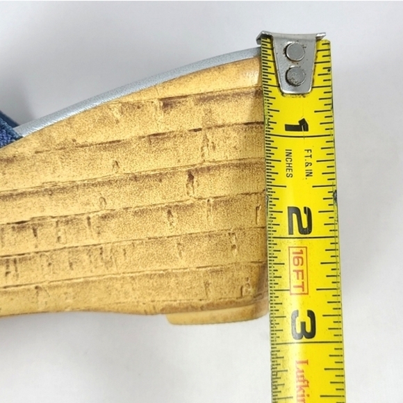 Italian Shoemakers Vivian Slip On Wedge Platform Denim Blue Sandals Straps Sz 10 - Picture 15 of 15